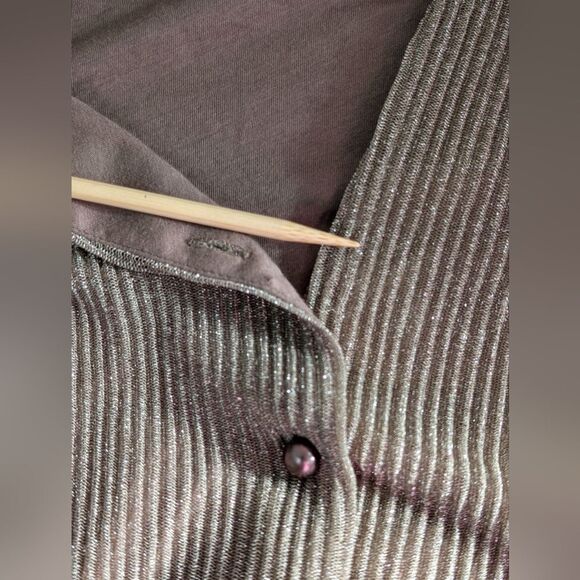 Kristinit Metallic Sheer Blouse Whimsigoth Office Siren Feminine Romantic L - Picture 10 of 10